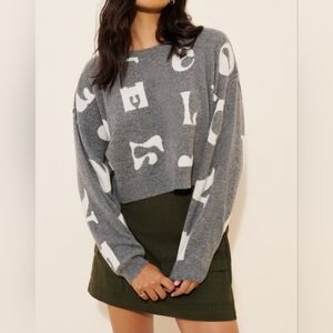 Anthropologie Cashmere Love Print Cropped Sweater